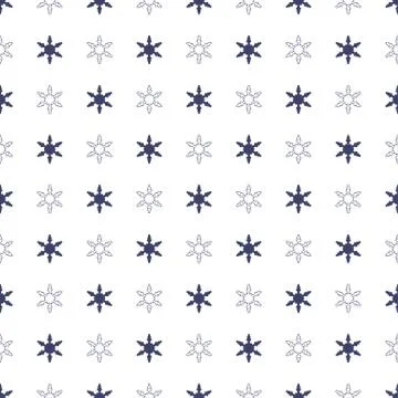 Seamless winter new year pattern with snowflakes on white Stock Illustration