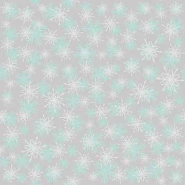 Seamless winter new year pattern with snowflakes on white Stock Illustration