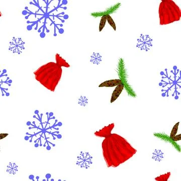 Seamless Winter Pattern Background with snowflakes. Can be used for textile,  Stock Illustration
