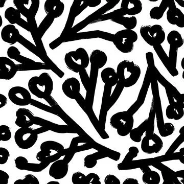 Seamless winter pattern with bold berry branches. Stock Illustration