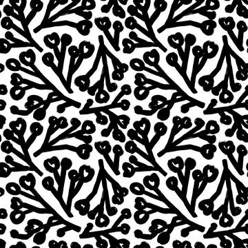 Seamless winter pattern with bold berry branches. Stock Illustration