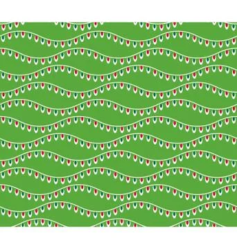 Seamless Winter Pattern with Christmas Lights Isolated on Green Stock Illustration