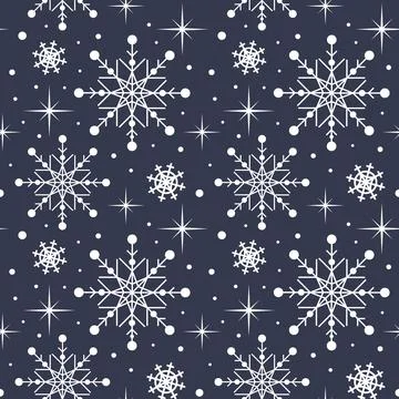 A seamless winter pattern featuring delicate snowflakes on a dark gray Illustrazione stock