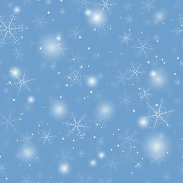 Seamless winter pattern with flying snowflakes. Christmas background. Vector. Stock Illustration
