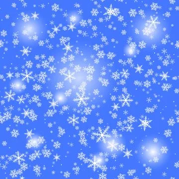 Seamless winter pattern with flying snowflakes. Christmas background. Vector. Stock Illustration