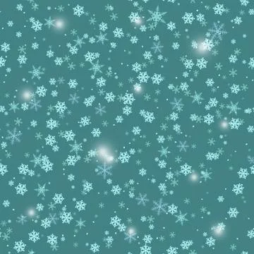 Seamless winter pattern with flying snowflakes. Christmas background. Vector. Stock Illustration