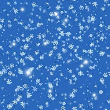 Seamless winter pattern with flying snowflakes. Christmas background. Vector. Stock Illustration