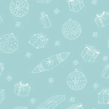 Seamless winter pattern with hand drawn christmas elements. Doodle style Stock Illustration