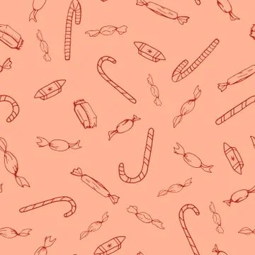 Seamless winter pattern with hand drawn christmas elements. Doodle style Stock Illustration