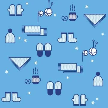 Seamless winter pattern, knitting. Hygge concept Illustrazione stock