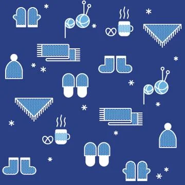 Seamless winter pattern, knitting. Hygge concept Illustrazione stock