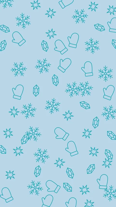 Seamless winter pattern of mittens, stars, snowflakes, and crystals Stock Footage 320854902