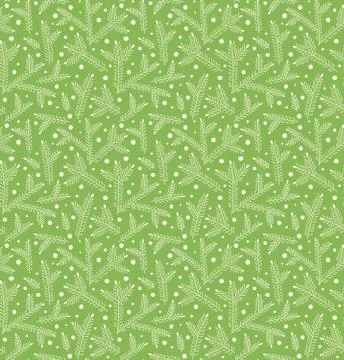 Seamless Winter Pattern with Pine Branches and Snow Isolated on Illustrazione stock