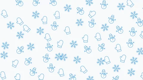 Seamless winter pattern with snowflakes, snowmen, and mittens Stock Footage 320033966