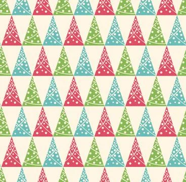 Seamless Winter Pattern with Stylized Decoration Christmas Trees Stock Illustration
