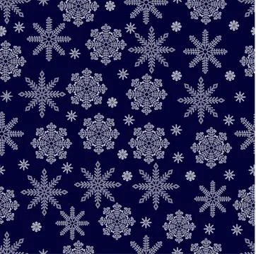 Seamless winter pattern of white snowflakes Stock Illustration