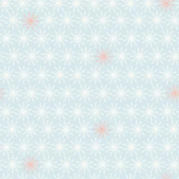 Seamless winter pattern with white snowflakes on blue background. Christmas Stock Illustration