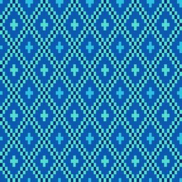 Seamless winter patterns with pixels Stock Illustration
