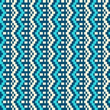 Seamless winter patterns with pixels Stock Illustration