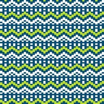 Seamless winter patterns with pixels Stock Illustration
