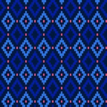 Seamless winter patterns with pixels Stock Illustration