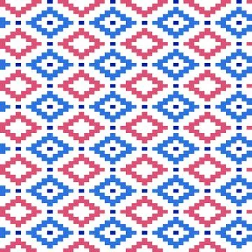 Seamless winter patterns with pixels Stock Illustration