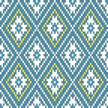 Seamless winter patterns with pixels Stock Illustration