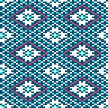 Seamless winter patterns with pixels Stock Illustration