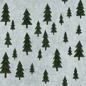 Seamless Winter Pine Tree Pattern on Textured Icy Blue Background イラスト素材