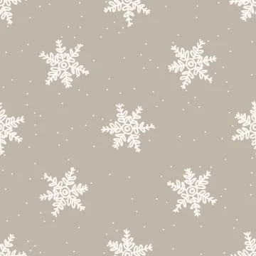 Seamless winter snowflake background pattern. Simple gender neutral nursery Stock Illustration