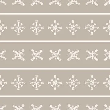 Seamless winter snowflake background stripe pattern. Simple gender neutral Stock Illustration