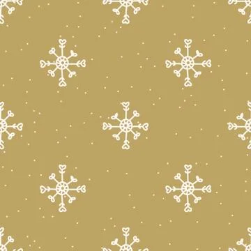 Seamless winter snowflake heart background pattern. Simple gender neutral Stock Illustration