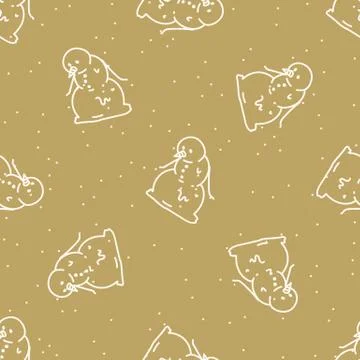 Seamless winter snowman background pattern. Simple gender neutral nursery Stock Illustration