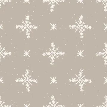 Seamless winter two snowflake background pattern. Simple gender neutral nursery Stock Illustration