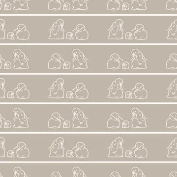 Seamless winter two snowman background pattern. Simple gender neutral nursery Stock Illustration