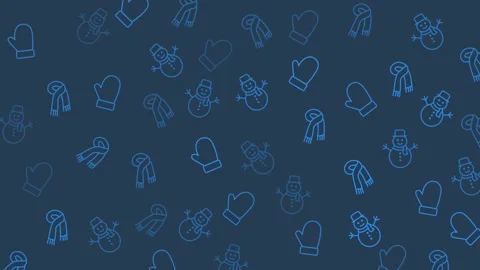 Seamless winter wonderland pattern of light blue snowman gloves and scarves Stock Footage 320033986