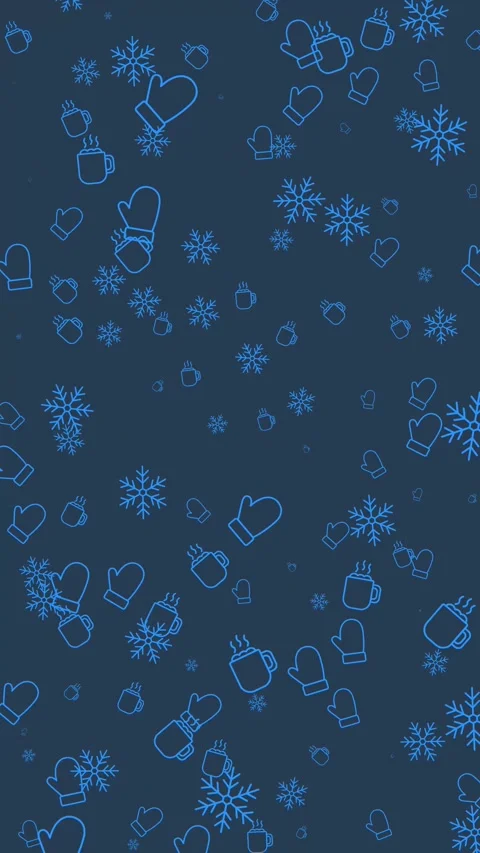 Seamless winter wonderland pattern with snowflakes, mittens, and mugs. Stock Footage 320039487
