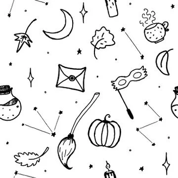 Seamless witchcraft elements vector pattern. Suitable for textile, print, dec Illustrazione stock