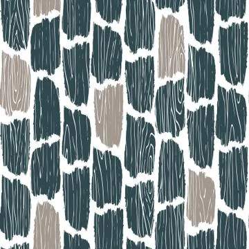 Seamless wood planks pattern. Tree bark texture vector background. Stock Illustration