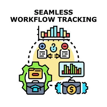Seamless workflow tracking system managing document and financial processes 库存插图
