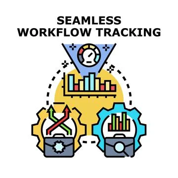 Seamless workflow tracking system optimization analytics Stock Illustration