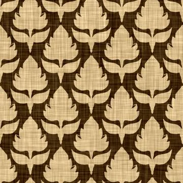 Seamless woven linen damask pattern. Aged sepia tone rustic textile pattern Stockillustratie