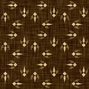 Seamless woven linen damask pattern. Aged sepia tone rustic textile pattern Stockillustratie