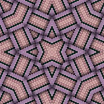 Seamless woven star pattern of stripes and lines. Square abstract pattern. Illustrazione stock