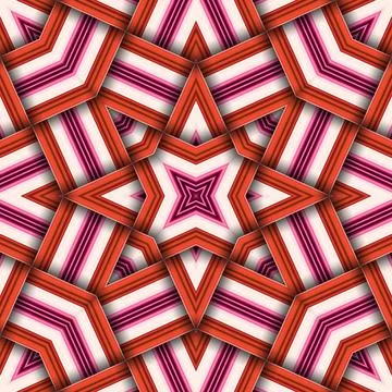 Seamless woven star pattern of stripes and lines. Square abstract pattern. Stock Illustration