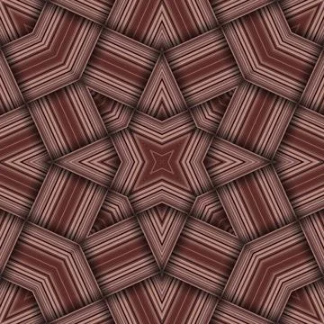 Seamless woven star pattern of stripes and lines. Square abstract pattern. Stock Illustration