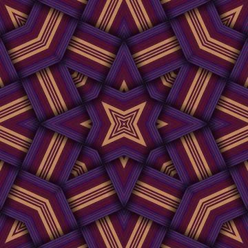 Seamless woven star pattern of stripes and lines. Square abstract pattern. Stock Illustration