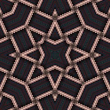Seamless woven star pattern of stripes and lines. Square abstract pattern. Illustrazione stock