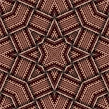 Seamless woven star pattern of stripes and lines. Square abstract pattern. Stock Illustration