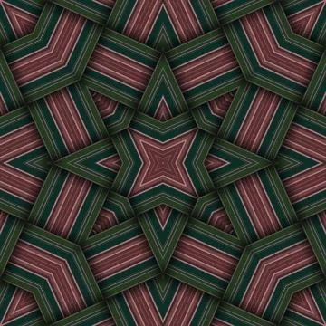 Seamless woven star pattern of stripes and lines. Square abstract pattern. Illustrazione stock